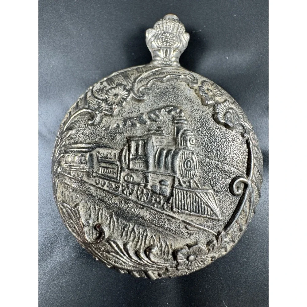 Vintage Nelsonic Train Pocket Watch Silver Tone Quartz Japan Movement